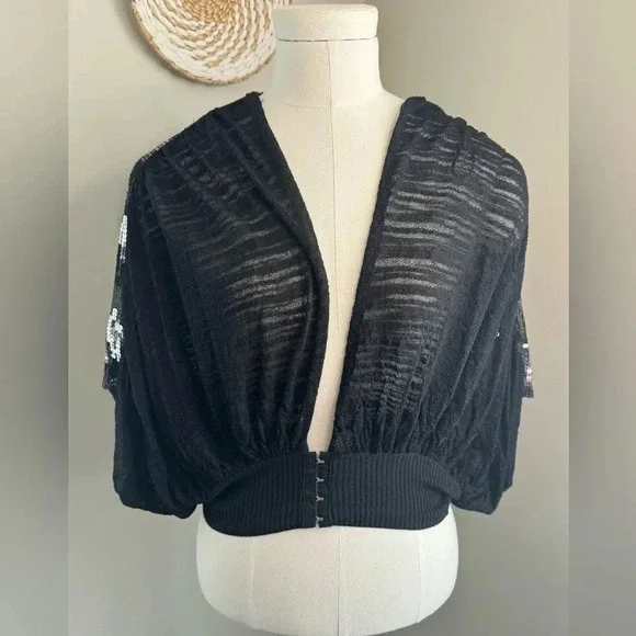 Free People Black and Silver Evening Shrug - Size small - Picture 1 of 11